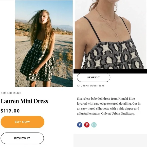 KIMCHI BLUE Urban Outfitters Lauren Mini Babydoll dress size XS - Picture 2 of 16